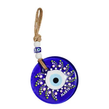 Alanya Themed Mandala Glass Evil Eye Wall Ornament 22 cm - 23