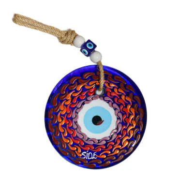 Side Themed Mandala Design Glass Evil Eye Wall Hanging 22 cm - 10