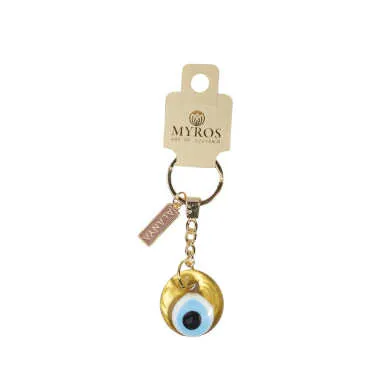 Alanya Themed Evil Eye Keychain Gold Collection