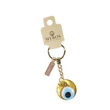 Alanya Themed Evil Eye Keychain Gold Collection - 9