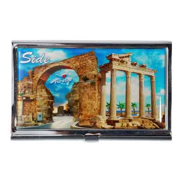 Side Themed Myros Metal Mirrored Rectangular Pill Box 84x45x13 mm