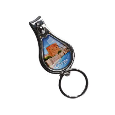 Alanya Themed Metal Bottle Opener Oval Keychain Nail Clipper - 5