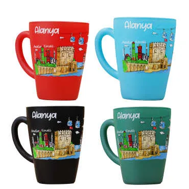 Alanya Themed Oval Glass Mug 27 Cl - 2