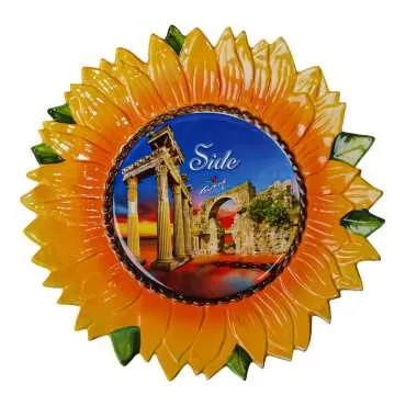 Side Themed Myros Sunflower Ceramic Plate 26 cm - 3