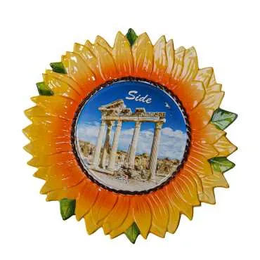 Side Themed Myros Sunflower Ceramic Plate 26 cm - 4