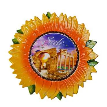 Side Themed Myros Sunflower Ceramic Plate 26 cm - 5