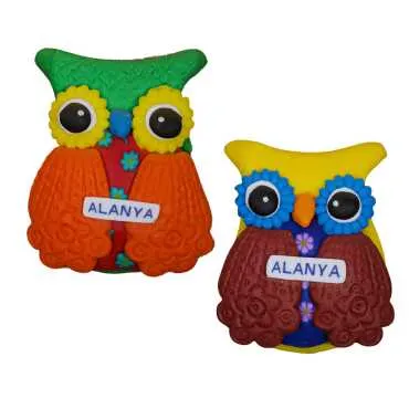 Alanya Themed Owl Fimo Refrigerator Magnet - 2