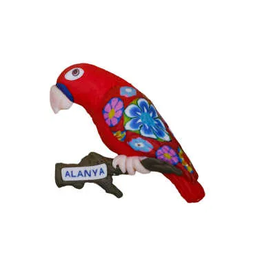 Alanya Temalı Dalda Papağan Fimo Magnet - 3