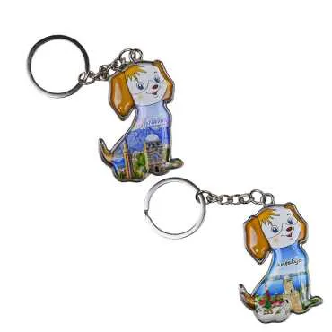 Antalya Themed Dog Shaped Metal Keychain - 2