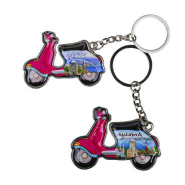 Antalya Themed Scooter Shaped Metal Keychain - 2