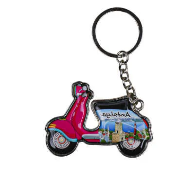 Antalya Themed Scooter Shaped Metal Keychain - 3