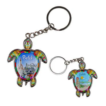 Belek Themed Turtle Shaped Metal Keychain - 2