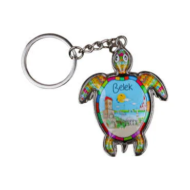 Belek Themed Turtle Shaped Metal Keychain - 4