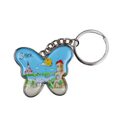 Belek Temalı Kelebek Şekilli Metal Anahtarlık - 4