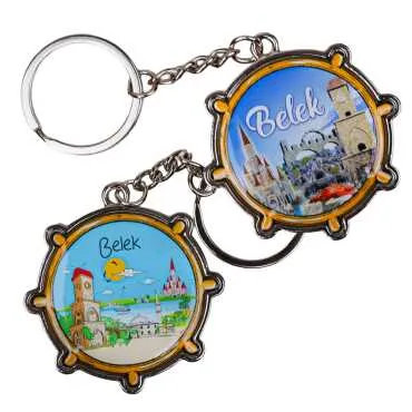 Belek Themed Steering Wheel Shaped Metal Keychain - 2