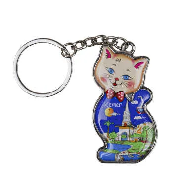 Kemer Temalı Kedi Şekilli Metal Anahtarlık - 3