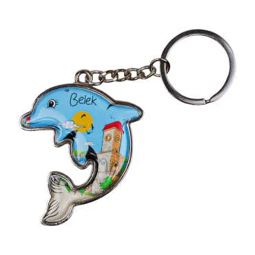 Belek Themed Dolphin Shaped Metal Keychain - 4