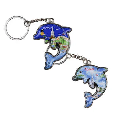 Kemer Themed Dolphin Shaped Metal Keychain - 2