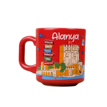 Alanya Temalı Yöresel Seramik Kapuçino Kupa - 3