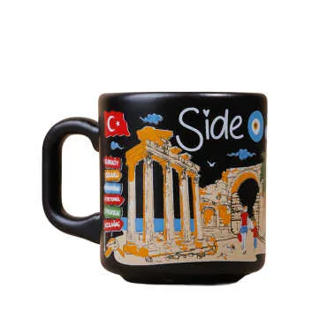 Side Themed Traditional Ceramic Cappuccino Mug - 4