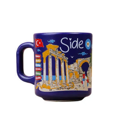 Side Themed Traditional Ceramic Cappuccino Mug - 5