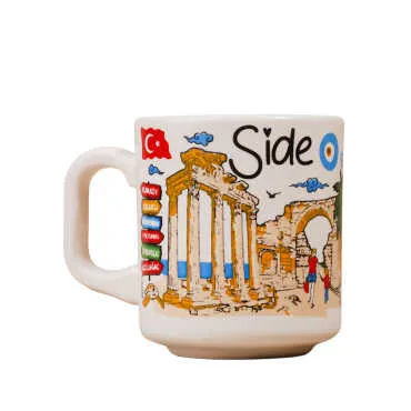 Side Themed Traditional Ceramic Cappuccino Mug - 6