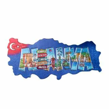 Alanya Temalı Metalize Harita Magnet - 6