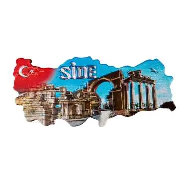 Side Themed Metallic Map Refrigerator Magnet - 3