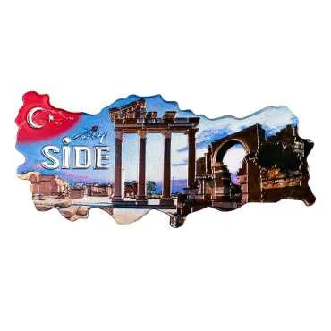 Side Themed Metallic Map Refrigerator Magnet - 4