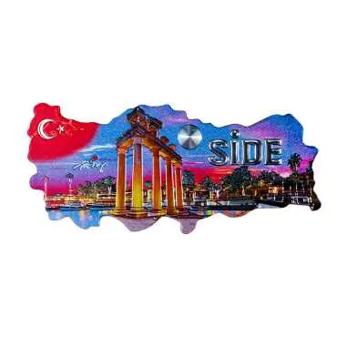 Side Themed Metallic Map Refrigerator Magnet - 5