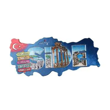 Side Themed Metallic Map Refrigerator Magnet - 6