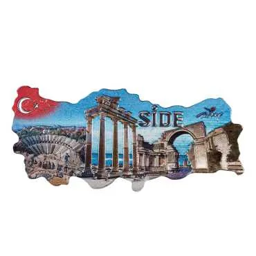 Side Themed Metallic Map Refrigerator Magnet - 8