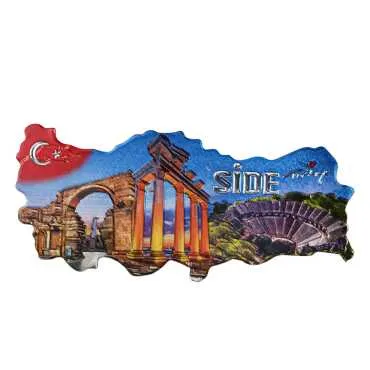 Side Themed Metallic Map Refrigerator Magnet - 9