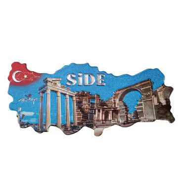 Side Themed Metallic Map Refrigerator Magnet - 10