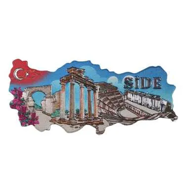 Side Themed Metallic Map Refrigerator Magnet - 12