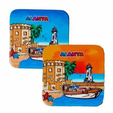 Alanya Themed UV Square Traditional Coaster 97 mm - 2