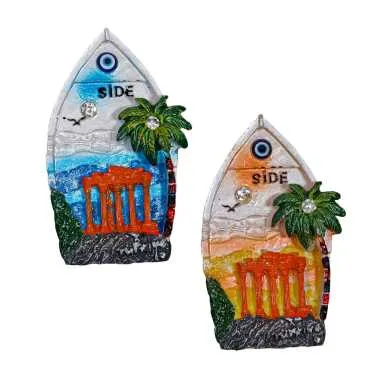Side Themed Stone and Mother of Pearl Polyester Refrigerator Magnet - 36