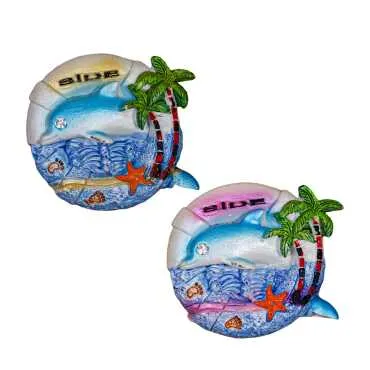 Side Themed Stone and Mother of Pearl Polyester Refrigerator Magnet - 24
