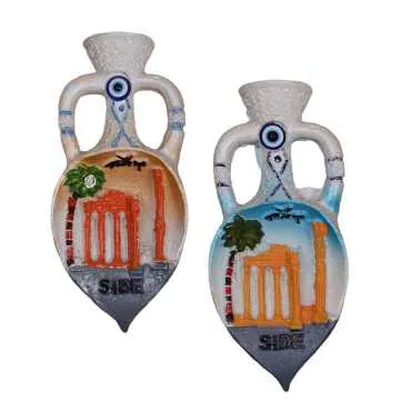 Side Themed Stone and Mother of Pearl Polyester Refrigerator Magnet - 8