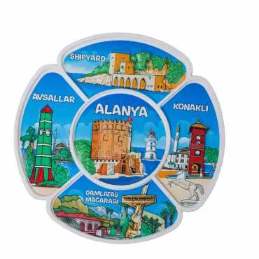 Alanya Temalı Uv Baskılı Polyester Tabak 15 Cm - 4