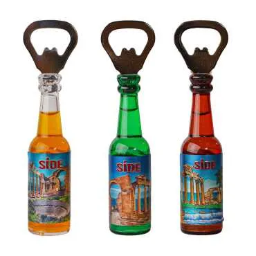 Side Themed Metallic Bottle Opener Refrigerator Magnet - 2