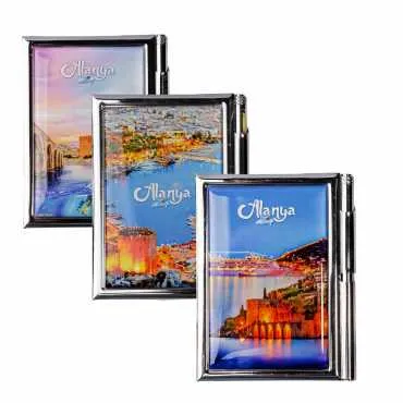 Alanya Themed Myros Metal Pen Holder Notepad 86x66x8 mm - 2