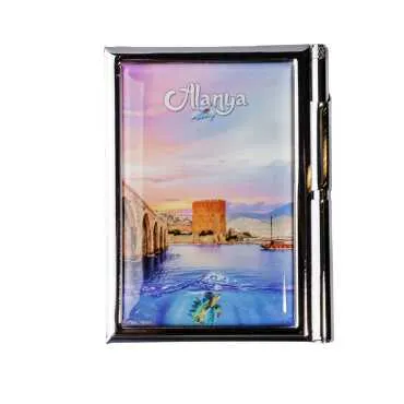 Alanya Themed Myros Metal Pen Holder Notepad 86x66x8 mm - 3
