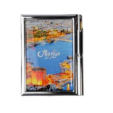 Alanya Themed Myros Metal Pen Holder Notepad 86x66x8 mm - 4