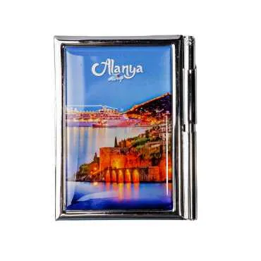 Alanya Themed Myros Metal Pen Holder Notepad 86x66x8 mm - 5