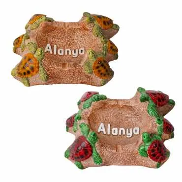 Alanya Themed Plaster Turtle Ashtray - 2