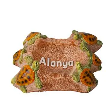 Alanya Themed Plaster Turtle Ashtray - 3
