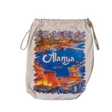 Alanya Themed Digital Print Cotton Backpack 33x43 cm - 5