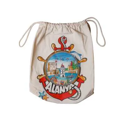 Alanya Themed Digital Print Cotton Backpack 33x43 cm - 6
