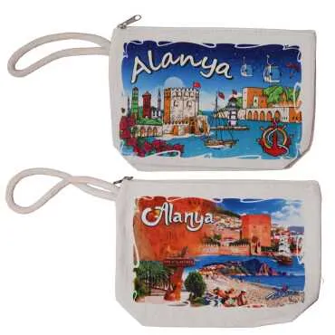 Alanya Themed Digital Print Canvas Wallet 20x27.5 cm - 2